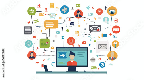 Professional Online Communication Concept Vector Illustration