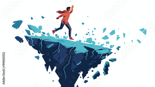 Overcoming Crisis Break Flat Vector Isolated on White