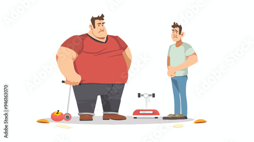 Overweight Problem Concept Image - Flat Vector Isolate