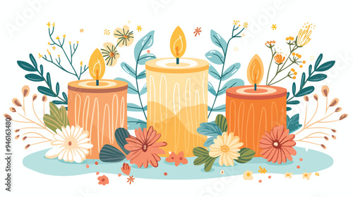 Elegant Paraffin Aromatic Candles with Dry Flowers or Burning