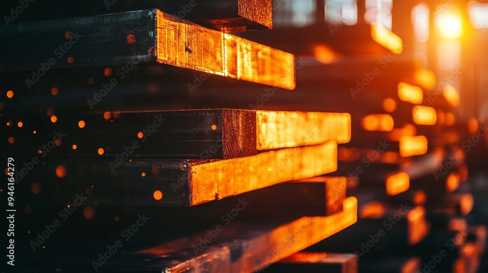 Stock of steel in an industrial warehouse, beams, pipes, and steel plates Stock of steel in an industrial warehouse, beams, pipes, and steel plates