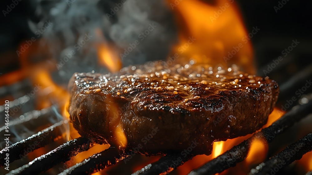 Close Up of Juicy Steak on the Grill. generative ai illustration. Close Up of Juicy Steak on the Grill. generative ai illustration.