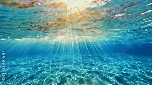 Ocean Glow Sunbeams Shining Through the Deep Sea