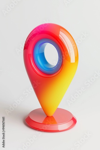 3D colorful cartoon location pin icon for map navigation and travel photo