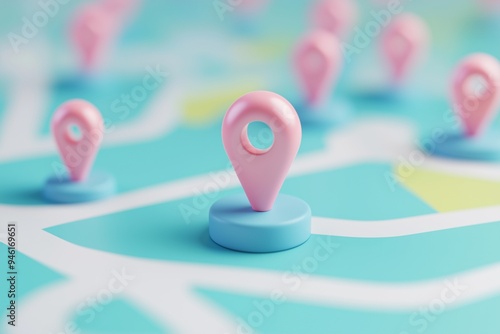 3D colorful cartoon location pin icon for map navigation and travel photo