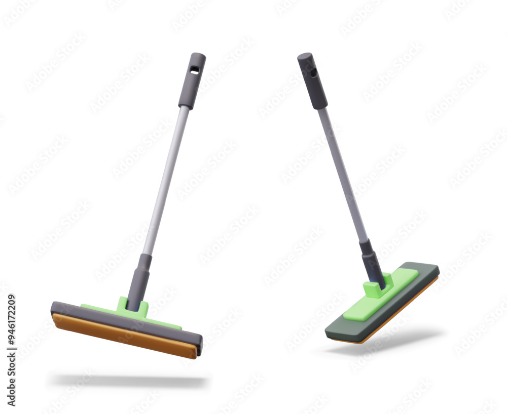 Modern mop in realistic style. Vector model in different positions Modern mop in realistic style. Vector model in different positions