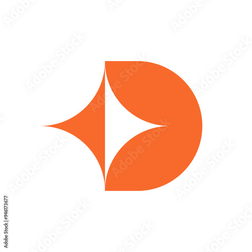 Letter D star spark minimal negative space logo