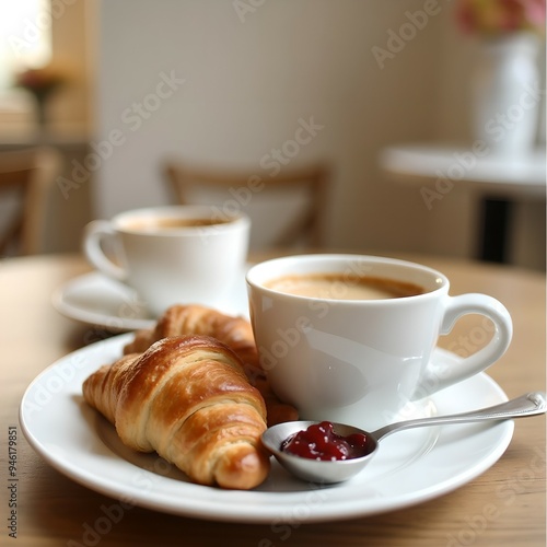 cup of coffee and croissant