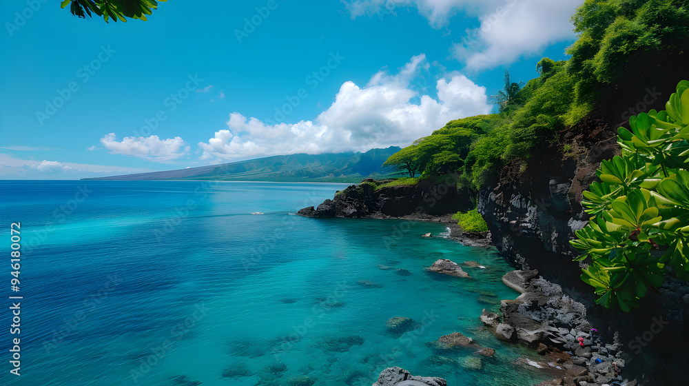 Fototapeta premium Group People Standing Top Cliff Next