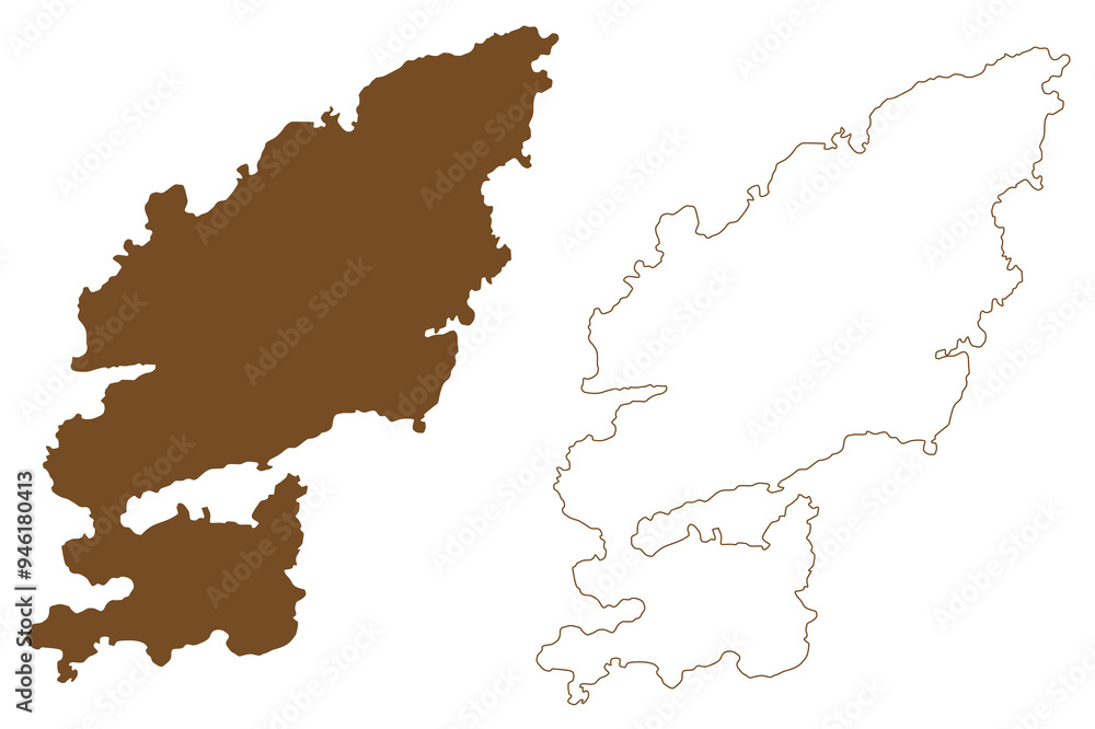 Attu island (Republic of Finland) map vector illustration, scribble ...