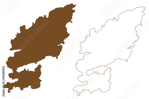Attu island (Republic of Finland) map vector illustration, scribble sketch Attu map