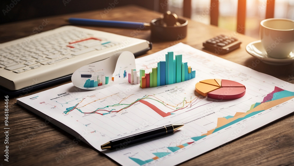 Marketing concept with financial graph and chart Marketing concept with financial graph and chart