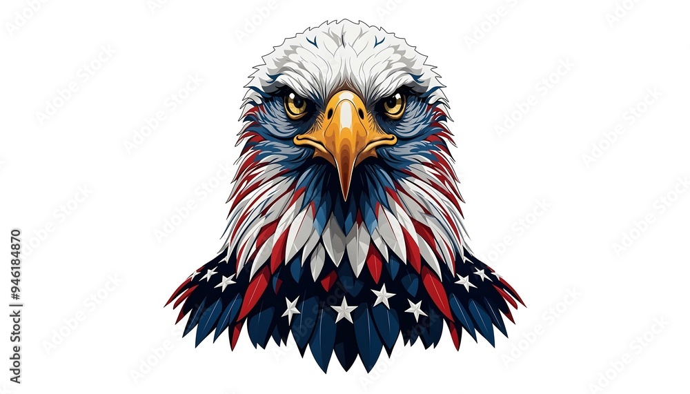 Fototapeta premium Patriotic Bald Eagle Wrapped in American Flag a Symbol of Freedom, liberty and National Pride