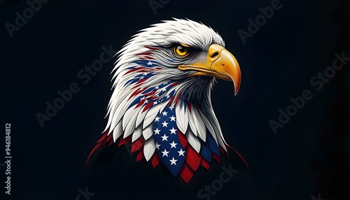 Patriotic Bald Eagle Wrapped in American Flag a Symbol of Freedom, liberty and National Pride