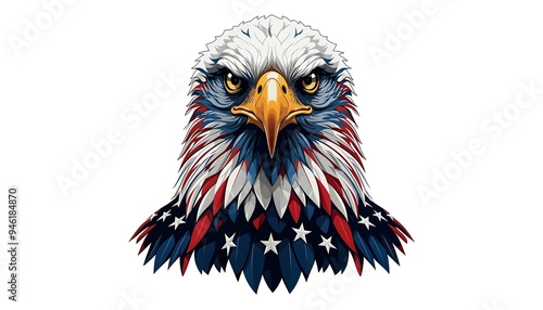 Patriotic Bald Eagle Wrapped in American Flag a Symbol of Freedom, liberty and National Pride