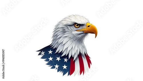 Patriotic Bald Eagle Wrapped in American Flag a Symbol of Freedom, liberty and National Pride