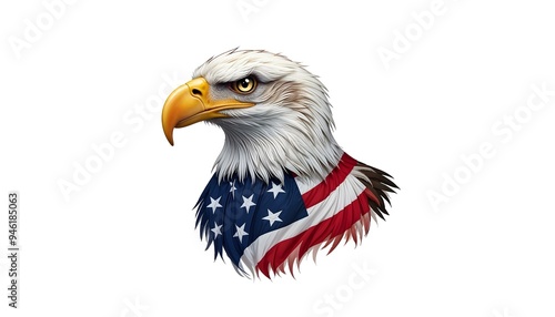 Patriotic Bald Eagle Wrapped in American Flag a Symbol of Freedom, liberty and National Pride