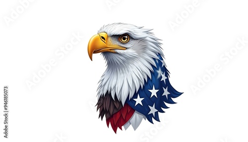 Patriotic Bald Eagle Wrapped in American Flag a Symbol of Freedom, liberty and National Pride, AI Generative