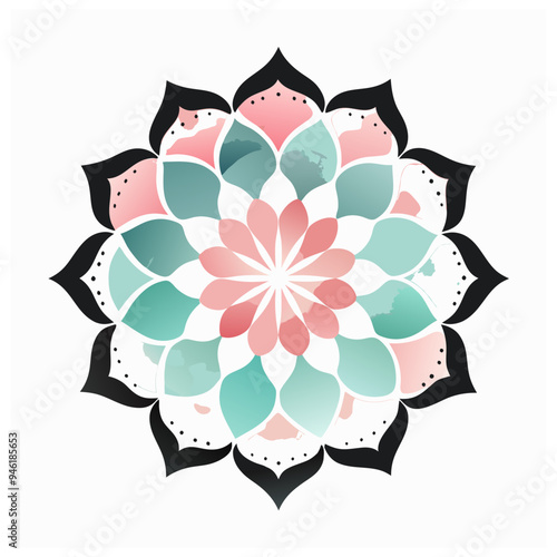 A vector of a watercolor mandala design Art & Illustration photo