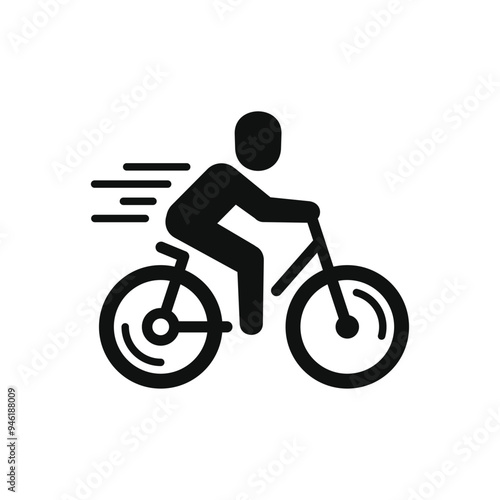 Man on Bicycle Icon on White Background. Vector