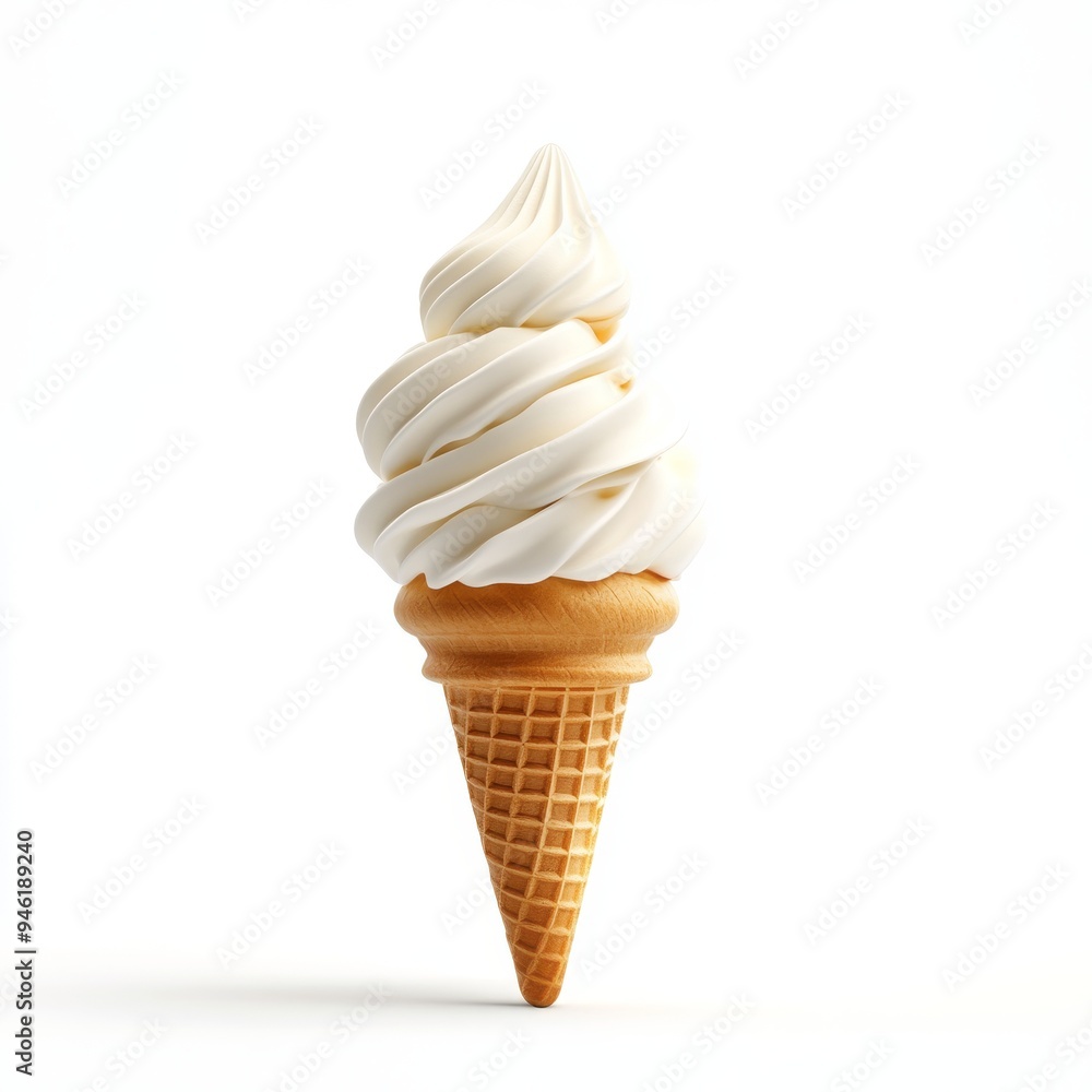 Sweet Summer Delights - 3D Ice Cream Cone Icon on White Background Sweet Summer Delights - 3D Ice Cream Cone Icon on White Background
