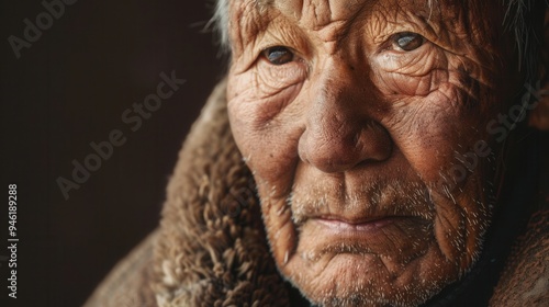 An elderly man, representing various ethnic backgrounds, exudes wisdom and calmness while sitting peacefully in a cozy, softly lit space. Generative AI