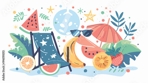 Bright and Cheerful Summer Days Vector Illustration on White Background