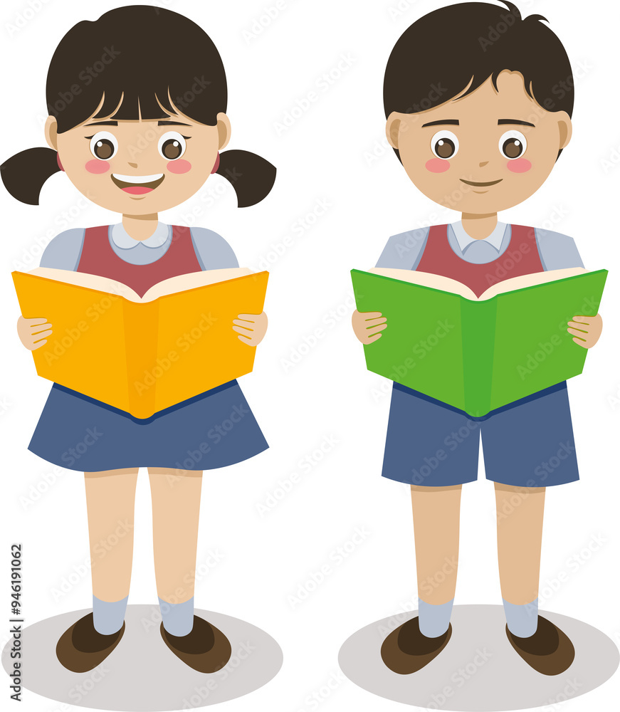 children reading a book. kids back to school. kids wearing school uniform. children reading a book. kids back to school. kids wearing school uniform.