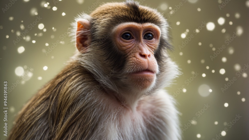 monkey animal with microscopic image of monkey pox virus. monkey animal with microscopic image of monkey pox virus.