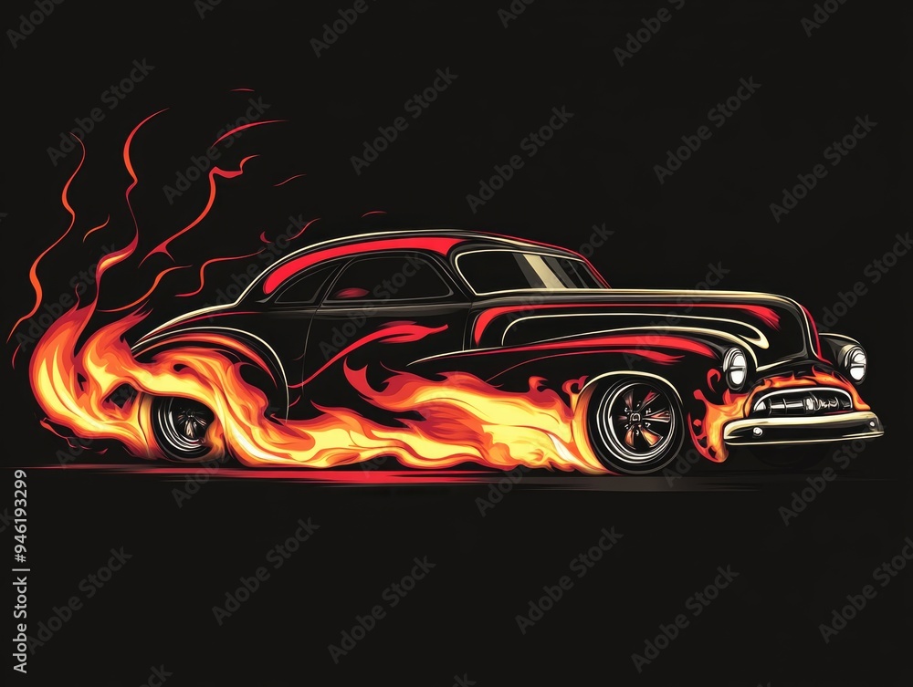 Classic Car with Flames Classic Car with Flames