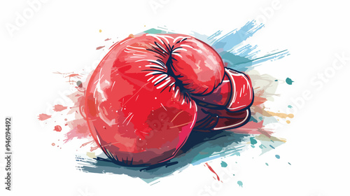 Red Boxing Glove Mixed Media Vector Isolated