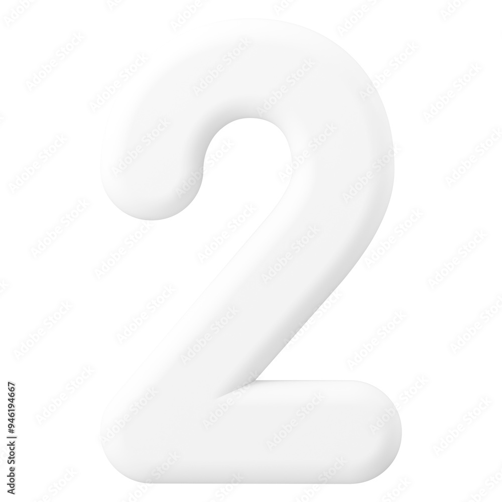 2 number png sticker, 3D rendering on transparent background 2 number png sticker, 3D rendering on transparent background