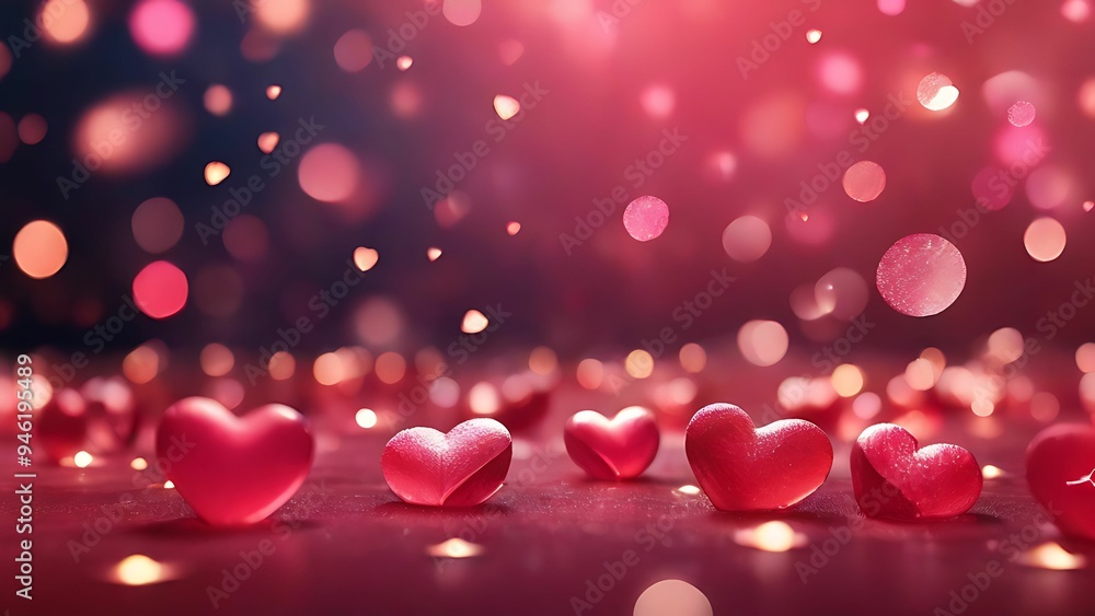 Pink hearts on pink boken background Pink hearts on pink boken background