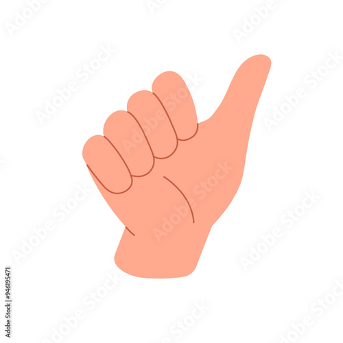 Thumb up sign. Person shows hand gesture of OK, okay. Approval symbol, agreement. Expression of good emotions with nonverbal communication. Flat isolated vector illustration on white background
