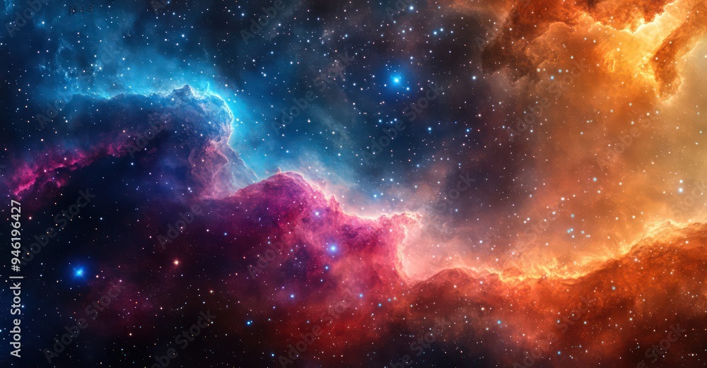 Fototapeta premium A colorful background nebula in deep space with stars and galaxies.