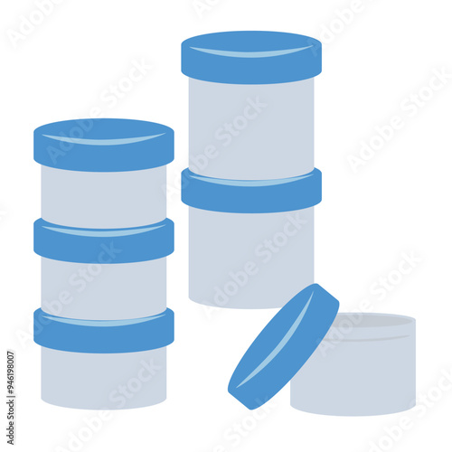 シンプルな複数の軟膏容器のイラスト