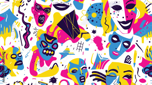 Vibrant Street Art Carnival Seamless Pattern Design