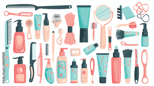 Professional Hairdressing, Manicure, Makeup, and Cosmetic Tools Set for Beauty Salons and Spas