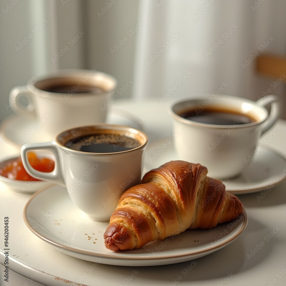 coffee and croissant coffee and croissant