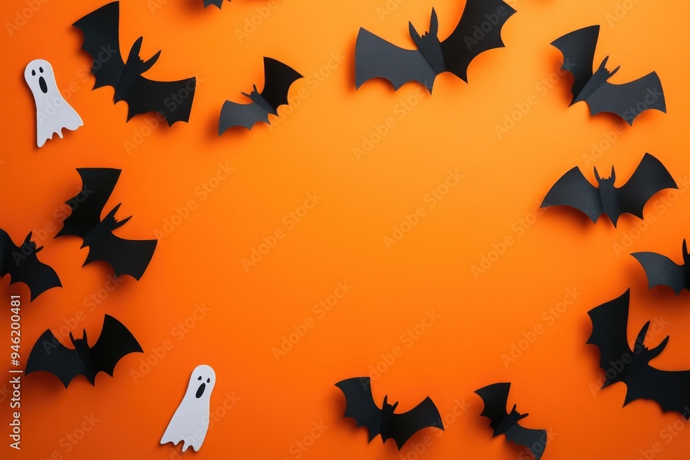 Bats on Orange Background Bats on Orange Background