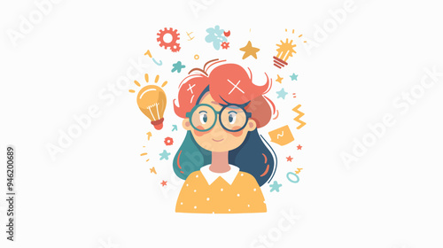 Little Genius Flat Vector Isolated on White Background