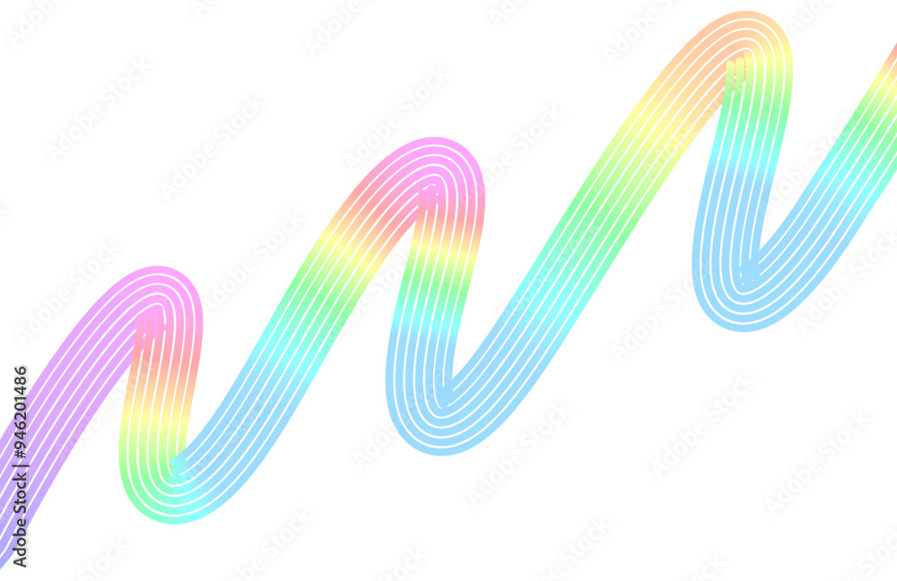 Fototapeta premium Abstract Pastel Rainbow Gradient Wave Line PNG
