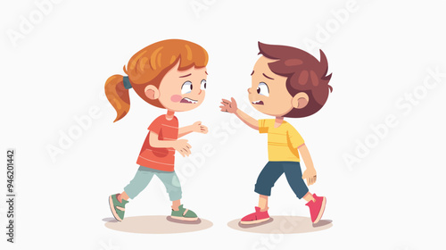 Sibling Rivalry Cartoon Hand Drawn Style Flat Vector