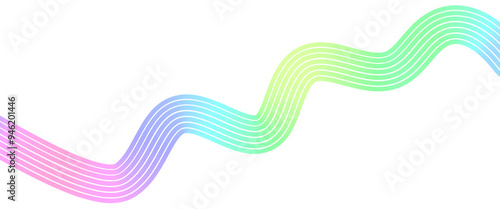 Abstract Pastel Rainbow Gradient Wave Line PNG