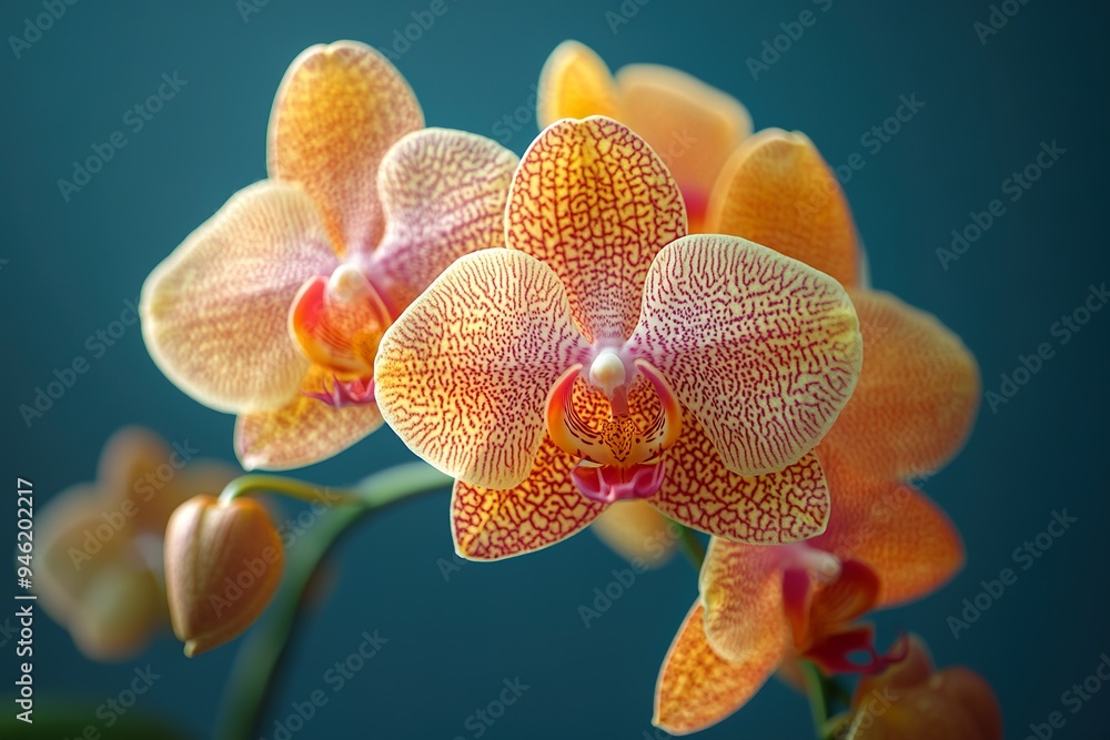 A vibrant orchid in full bloom, with intricate patterns on its petals A vibrant orchid in full bloom, with intricate patterns on its petals