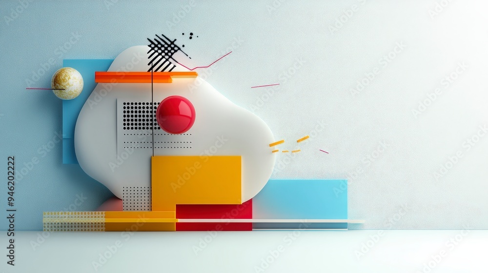 Abstract geometric composition with shapes and colors on a light background. Abstract geometric composition with shapes and colors on a light background.