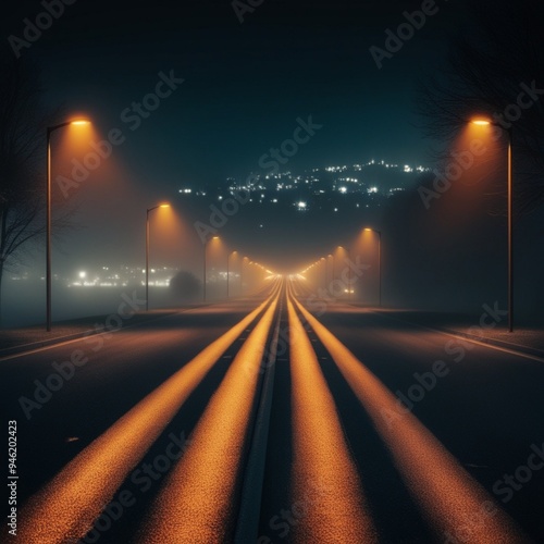 traffic on highway at night