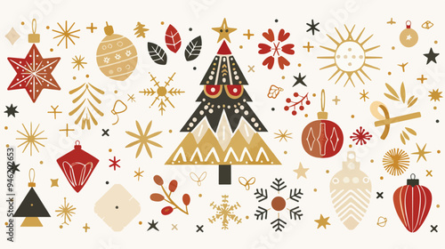 Elegant Golden Geometric Minimalist Christmas Background