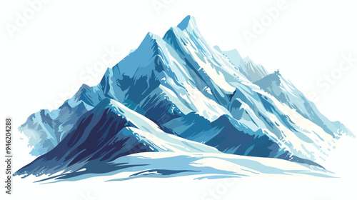 Snowy Mountain Top Mixed Media Vector Isolated Illustration
