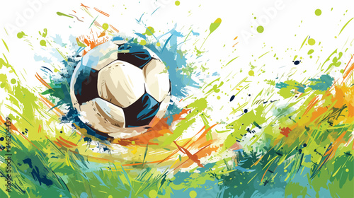 Dynamic Soccer Game Background with Mixed Media Elements photo